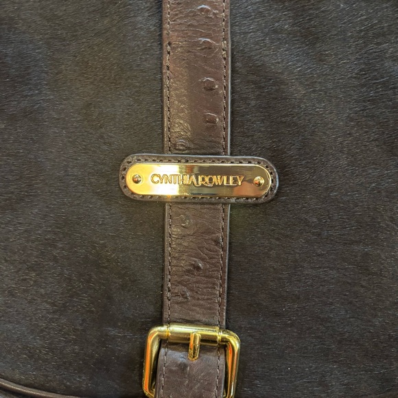 Cynthia Rowley Brown Leather Backpack Bag with Cow Hide Women’s Gold main image 6